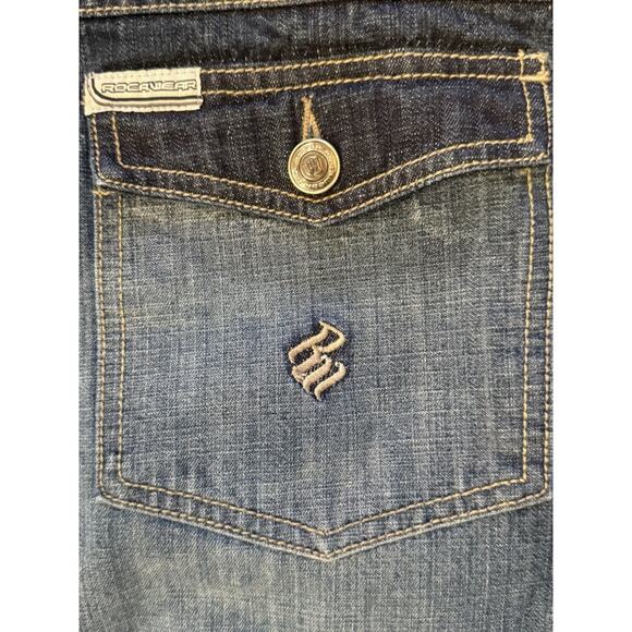 Vintage Rocawear Denim Jacket Y2K Hip Hop Streetwear XL Blue Founded By Jay Z - Picture 3 of 8